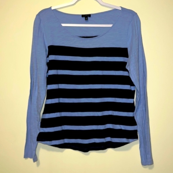 Women’s Talbots soft stretchy striped long sleeve tee shirt top size M - Picture 1 of 5